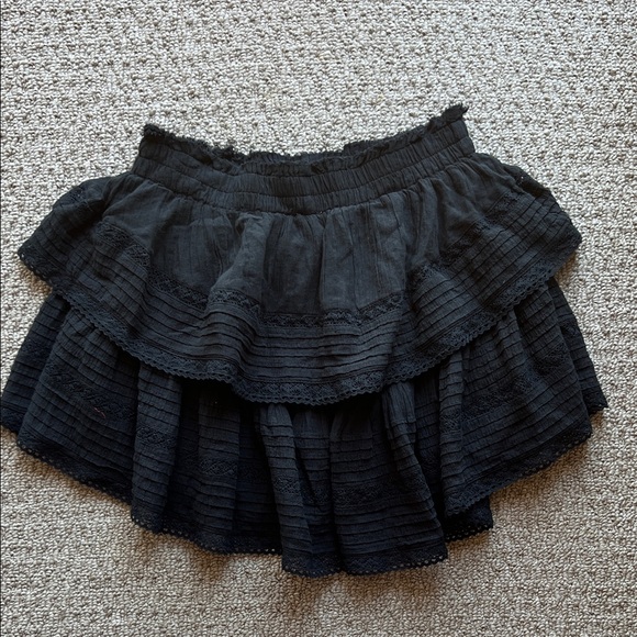 NWOT Aerie Black Tiered Ruffle Mini Skirt - Picture 3 of 4